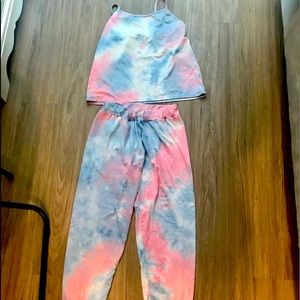 Tie-dye tank lounge set.